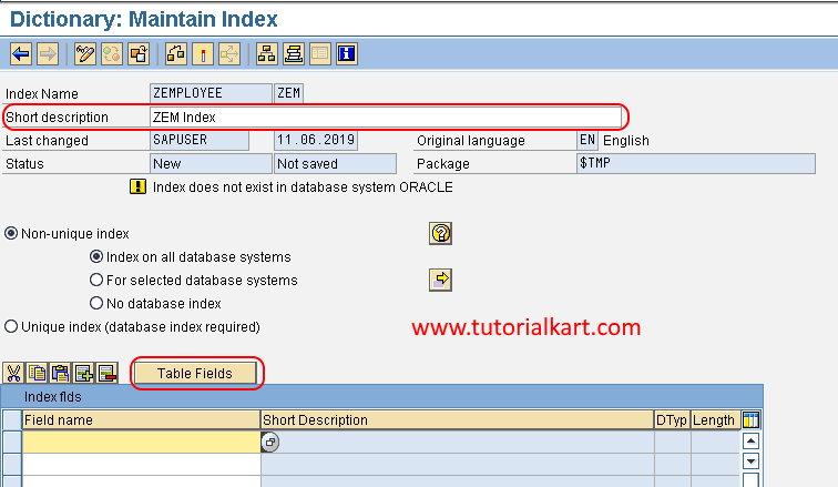 Maintain index in SAP ABAP