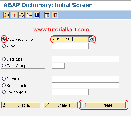 SAP ABAP dicitionary initial screen