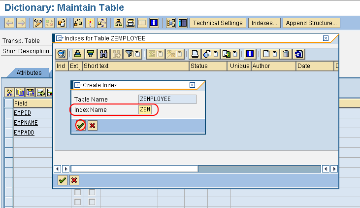 create index in sap abap