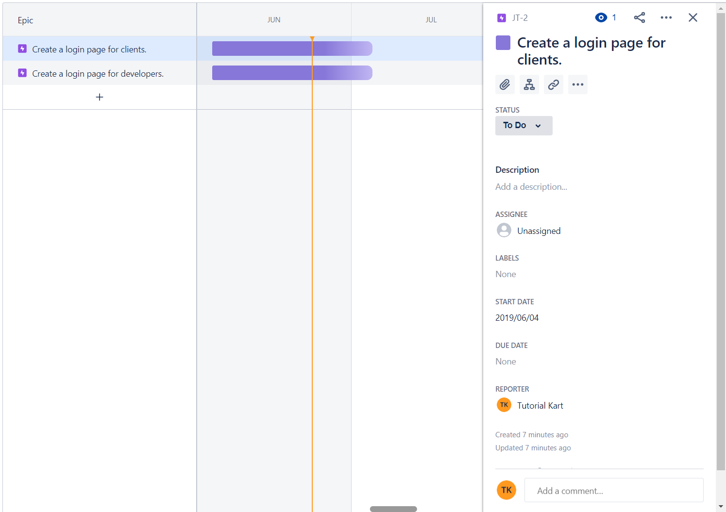 JIRA Tutorial - Epic Details