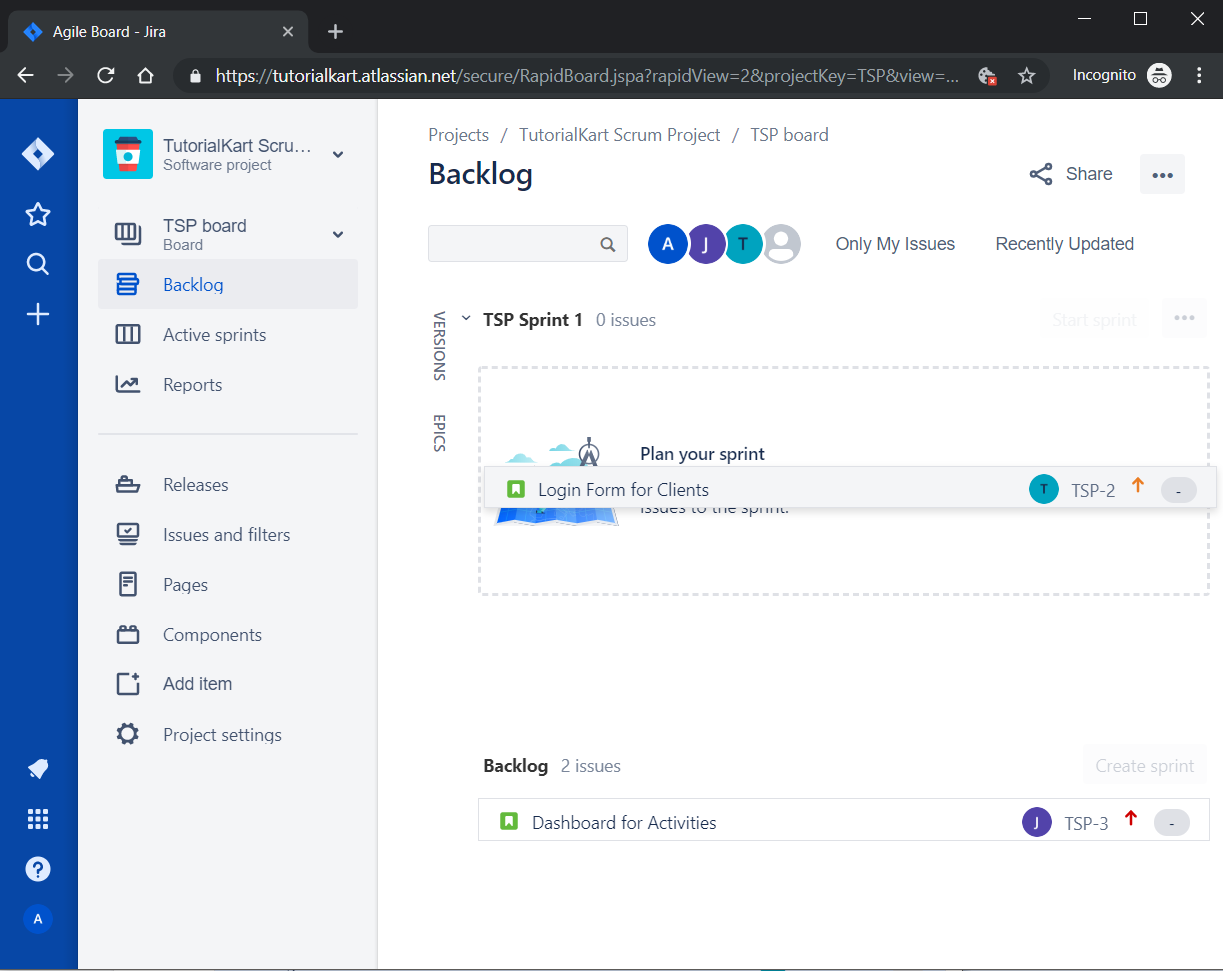 JIRA Scrum - Add issue to Sprint