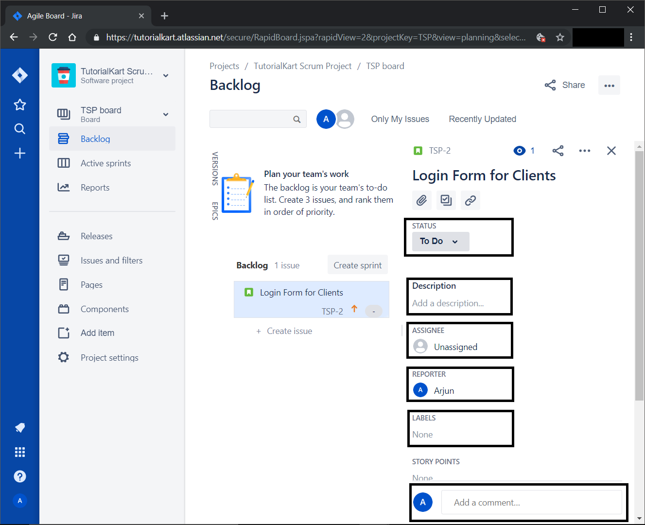 JIRA Scrum - Issue Details