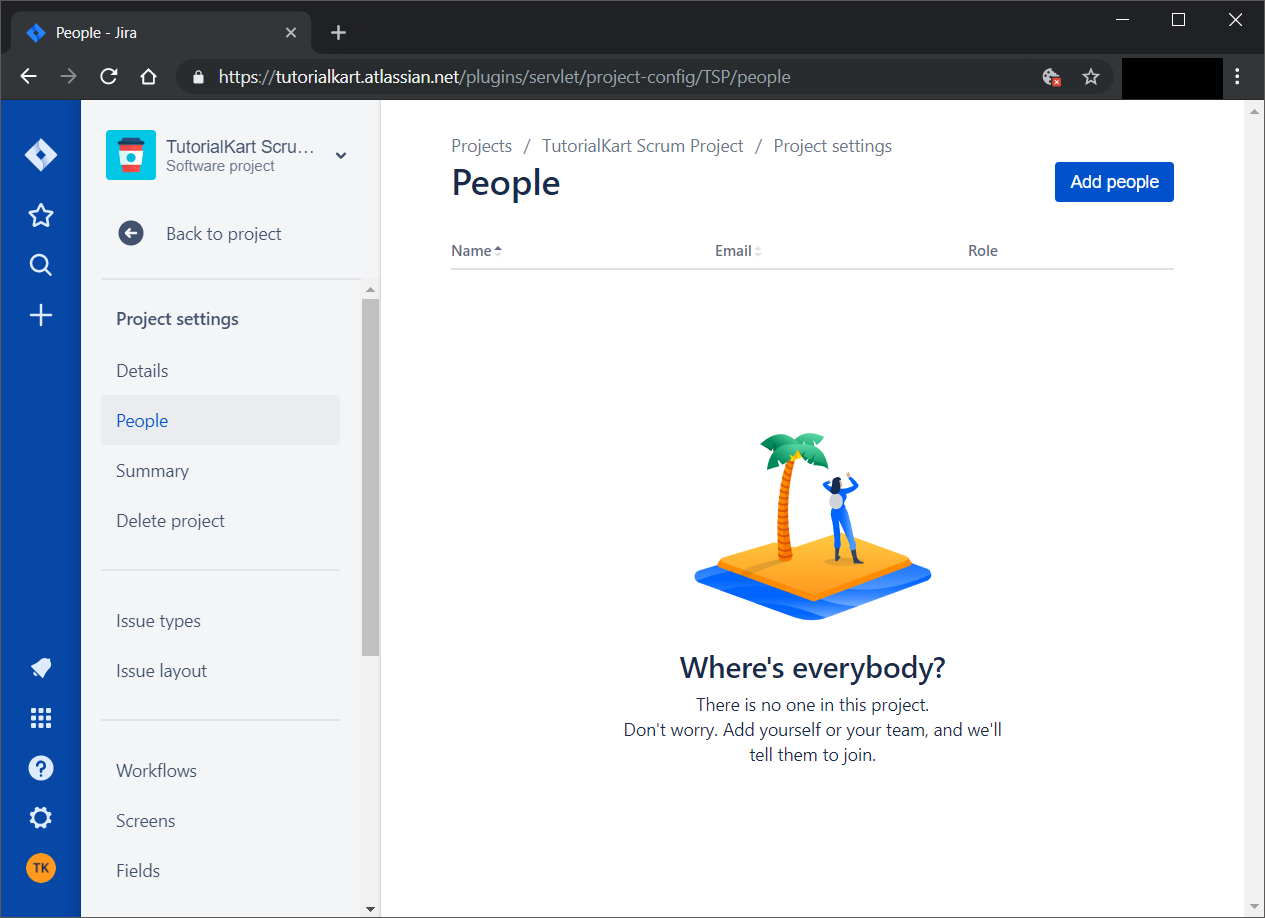 JIRA Scrum - Project Settings - People page