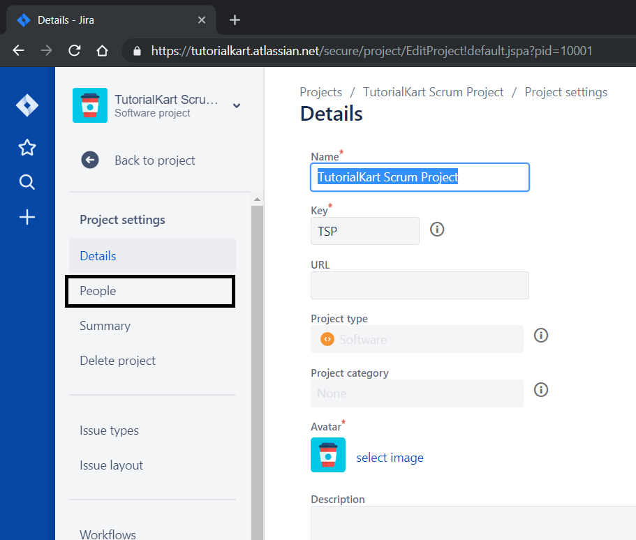 JIRA Scrum - Project Settings - People