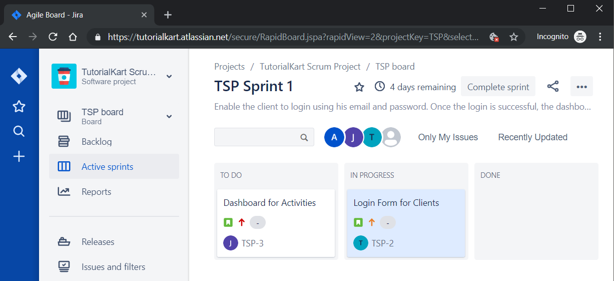 JIRA Scrum - Sprint