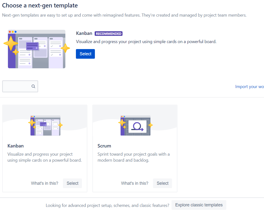 JIRA Tutorial - Select Template