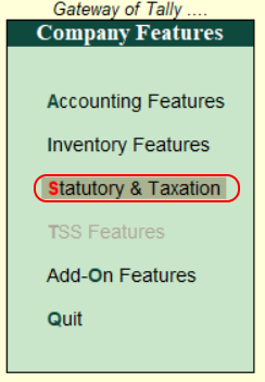 Choose statutory and taxation for payroll in Tally