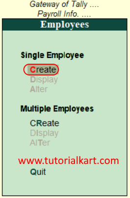 Create Single employee in Tally