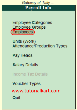 Create employees in Tally