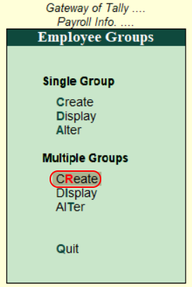 Create multiple groups in Tally