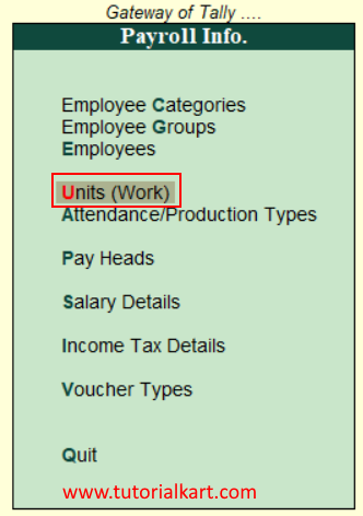 Create payroll units in Tally