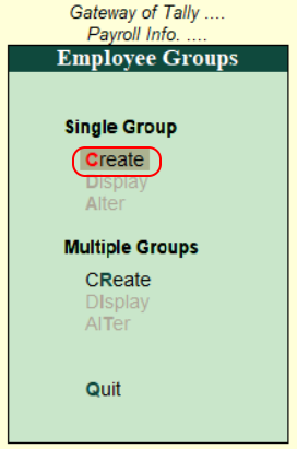 Create single employee group in Tally