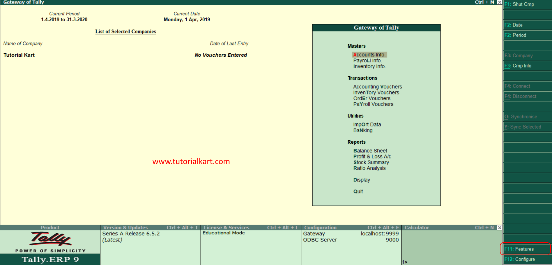 F11 Features for Payroll in Tally