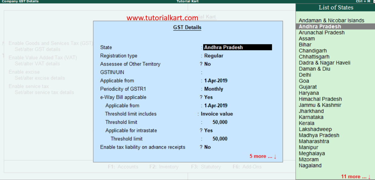 assignment of gst in tally