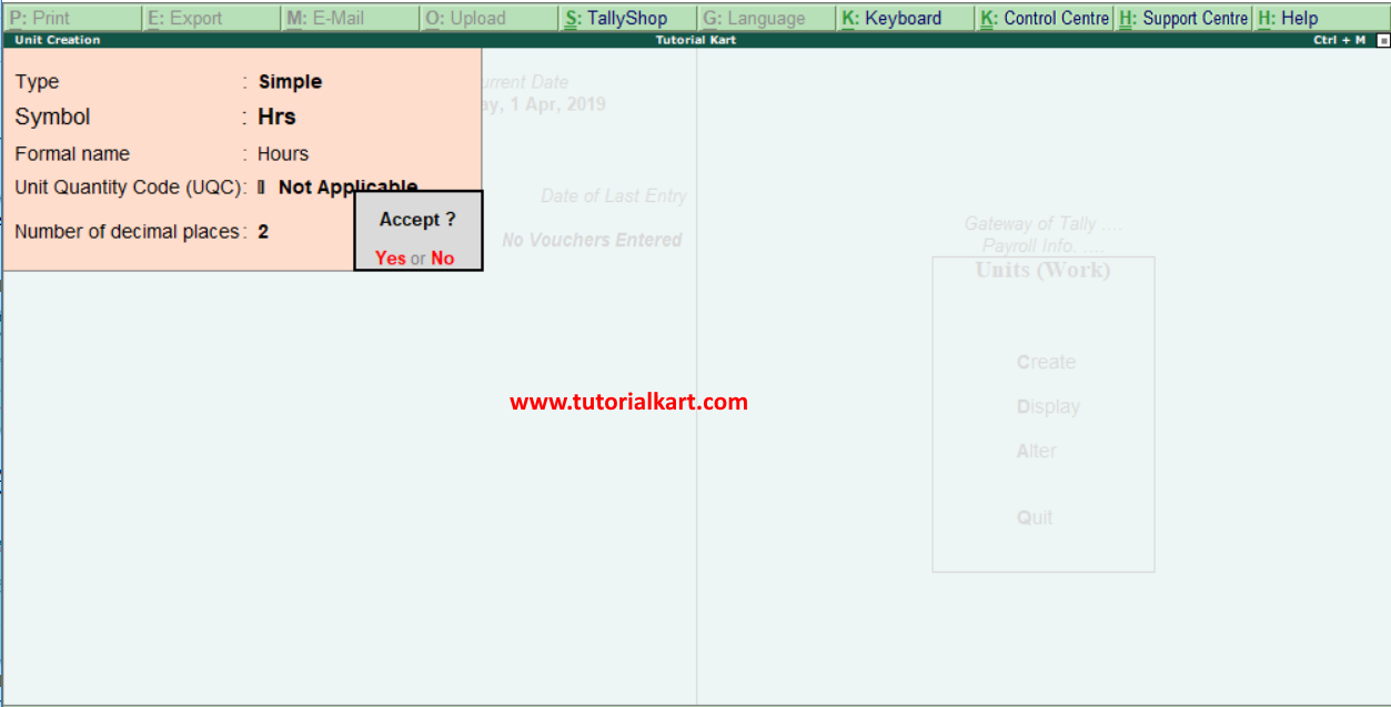 How to Create simple payroll units in Tally Payroll