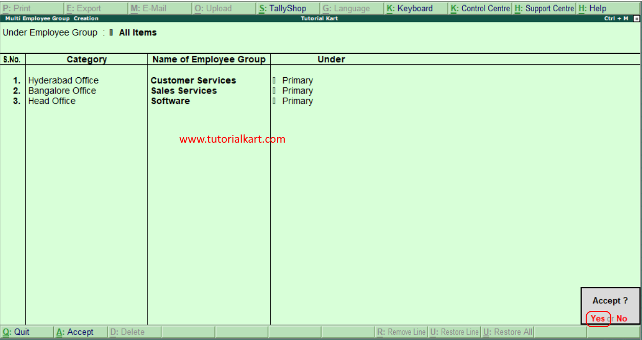 How to create multi employee groups in Tally