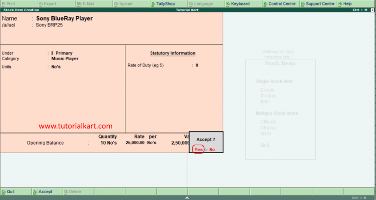 How To Create Stock Items In Tally