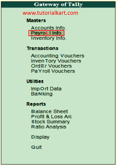 Masters Payroll info in Tally