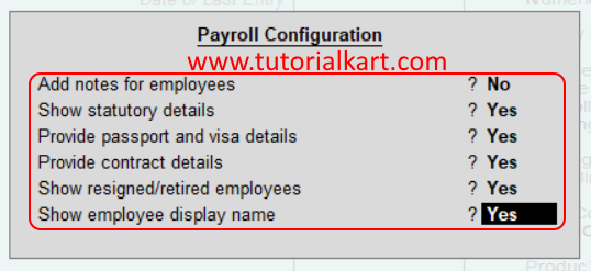 Payroll Configuration in Tally