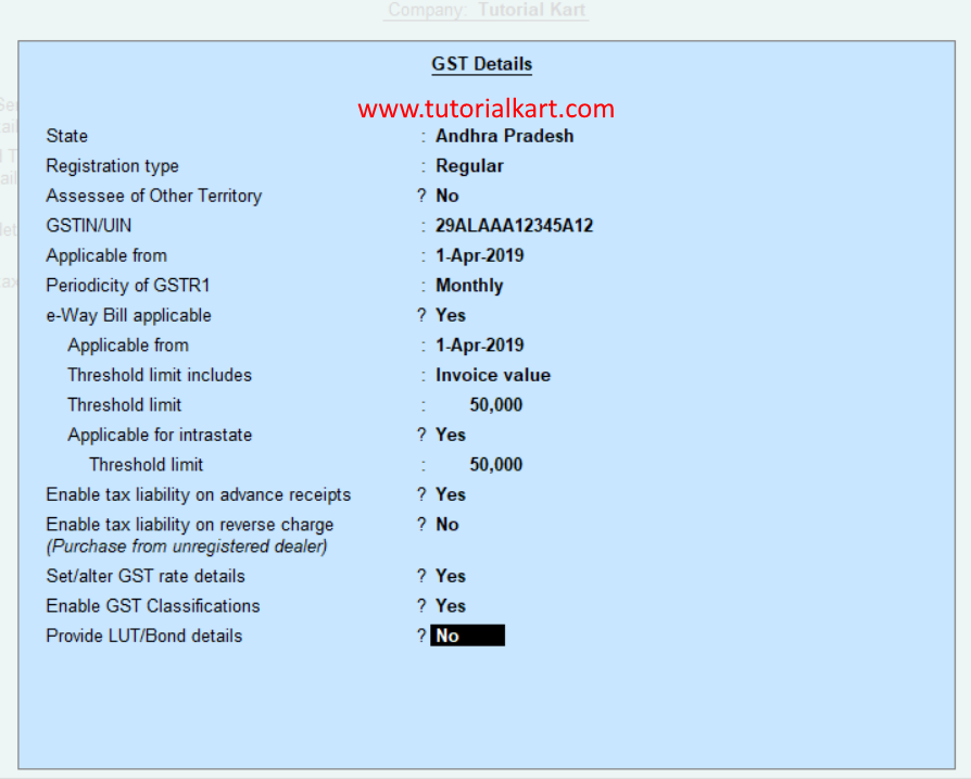 enable GST in Tally ERP 9