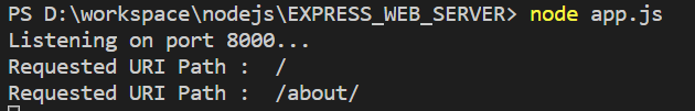 Express.js Router Terminal Log