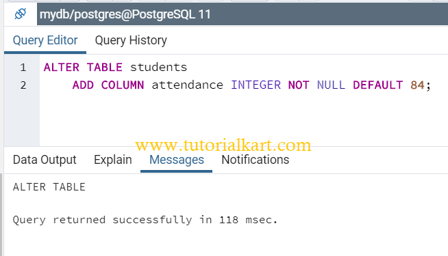 Postgres alter column not null