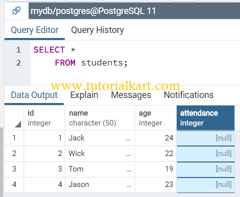 PostgreSQL Add new Column to Table