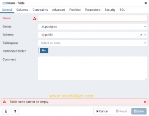 PostgreSQL - CREATE TABLE