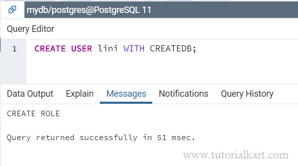 PostgreSQL - Create User with Option CREATEDB