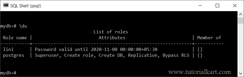 PostgreSQL - Create User with Password VALID UNTIL specific date