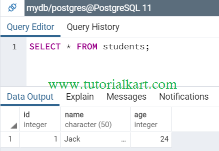 PostgreSQL INSERT INTO Table