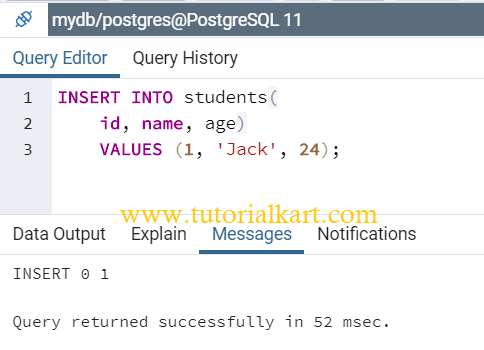 Postgres insert into table