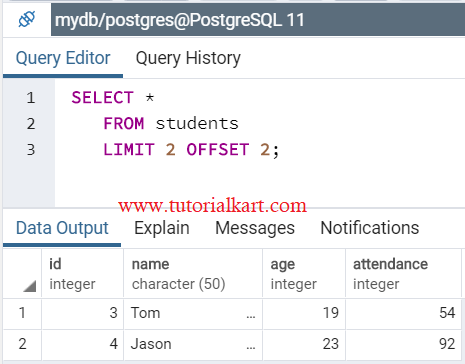 PostgreSQL LIMIT OFFSET