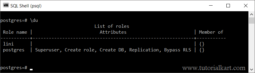 PostgreSQL - List Users