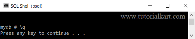 psql command - quit