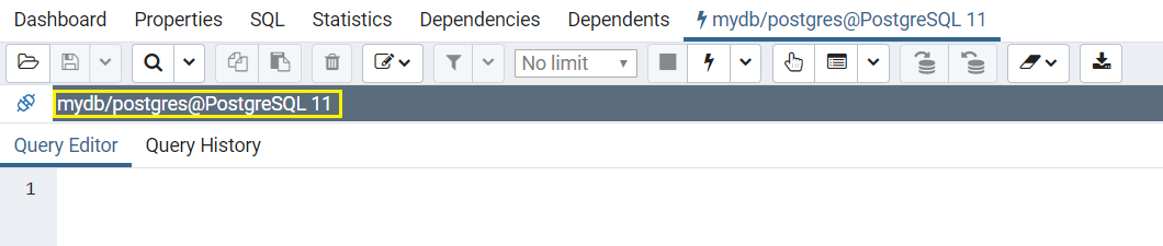 PostgreSQL - Select Database - Connection made