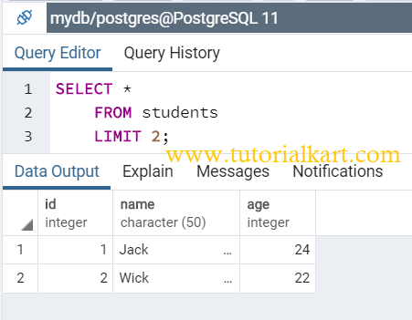 PostgreSQL - SELECT FROM Table Limit Rows