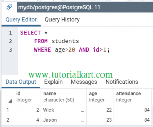 PostgreSQL - WHERE clause