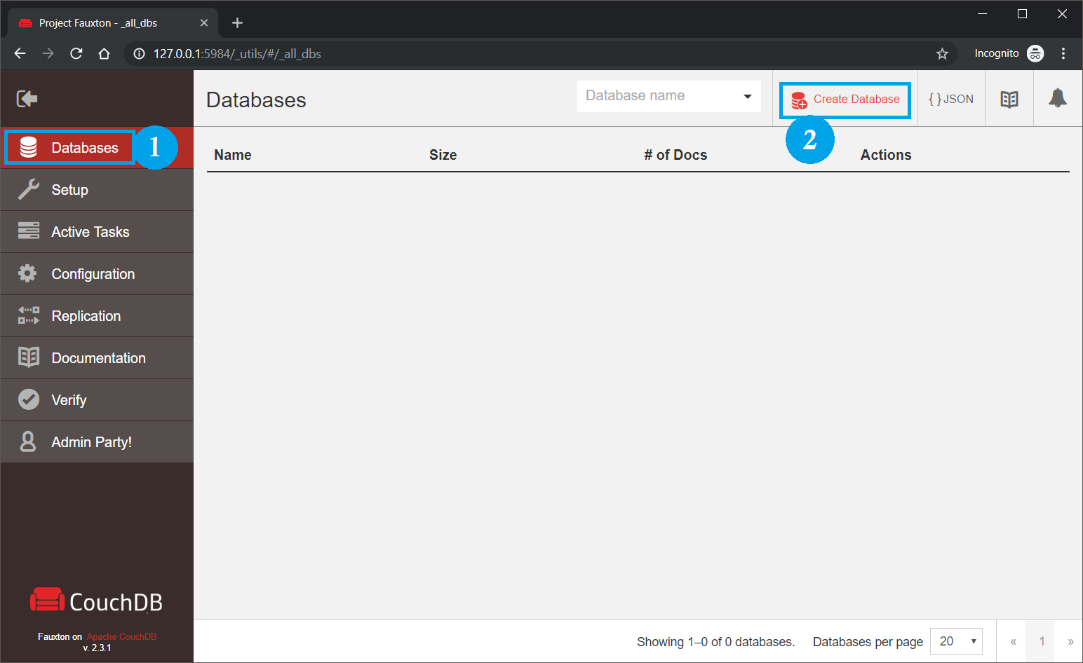 CouchDB Tutorial - Create Database