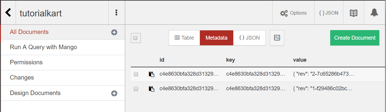 CouchDB Tutorial - View Documents - Metadata