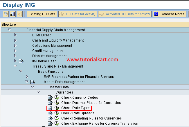 Check rate types in SAP menu path