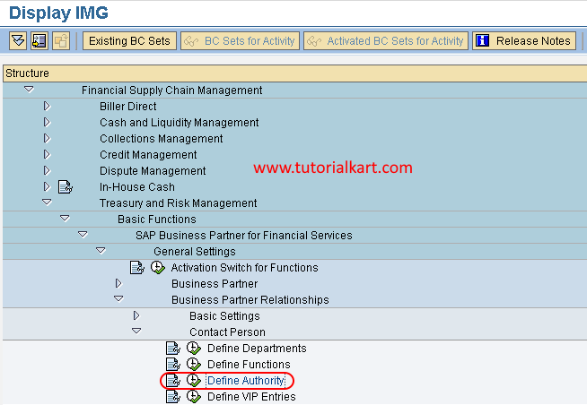 Define Authority in sap fscm