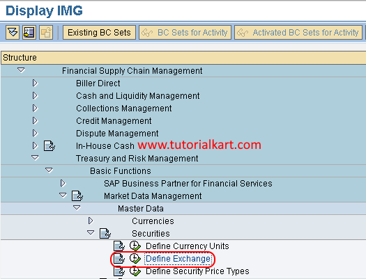 Define exchange in SAP FSCM