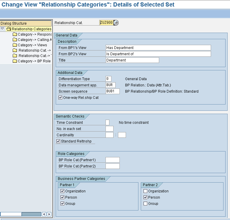 Define relationship categories in SAP FSCM