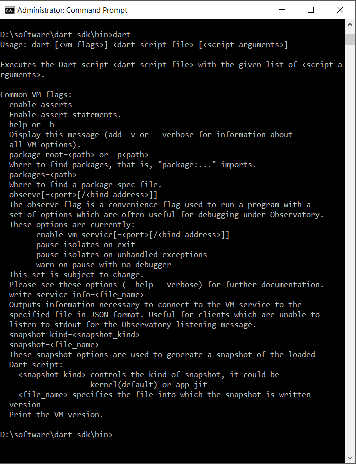 Dart Command run on command prompt