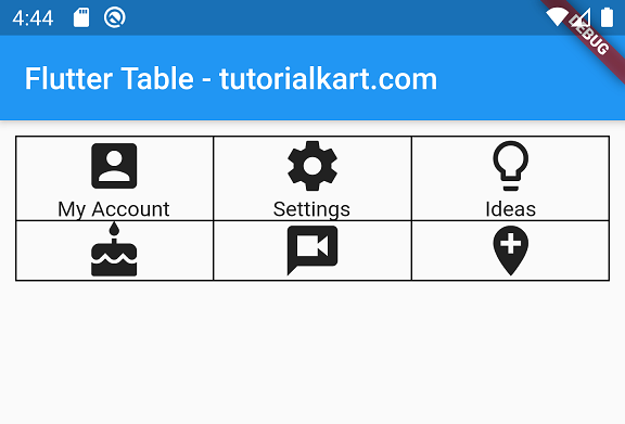 Flutter Table