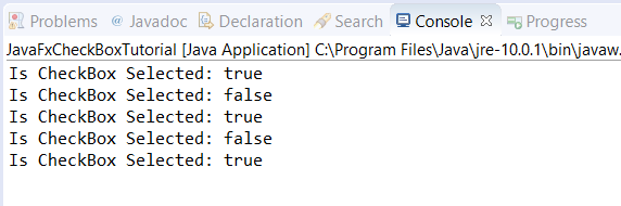 JavaFX CheckBox - Callback Function - Console Output