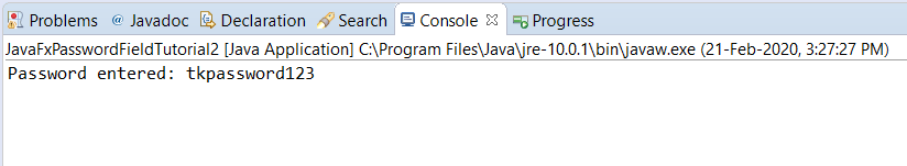 JavaFX PasswordField - Get the Value - Console output