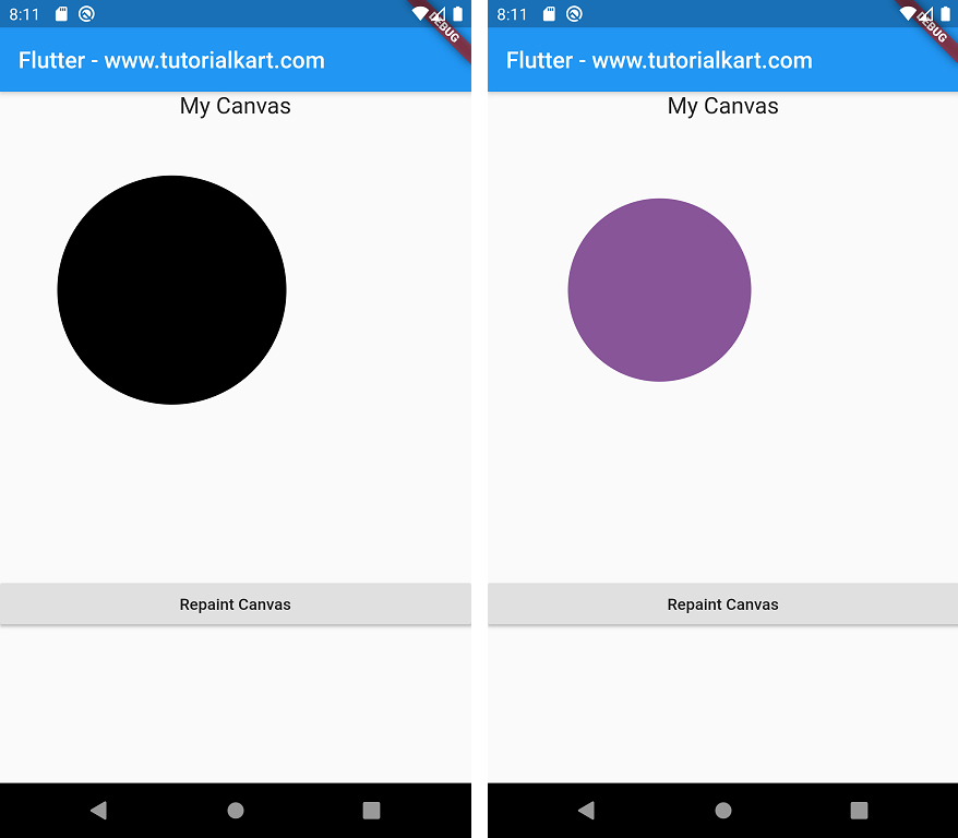 Flutter Canvas - Draw Circle - Update Circle Properties