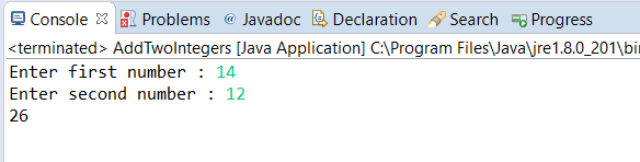 Java Program - Add Two Integers